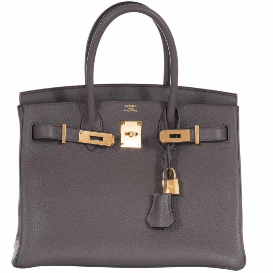 HermesBirkin 30 Etain Tin Grey Clemence Gold Hardware | Studio Nafay