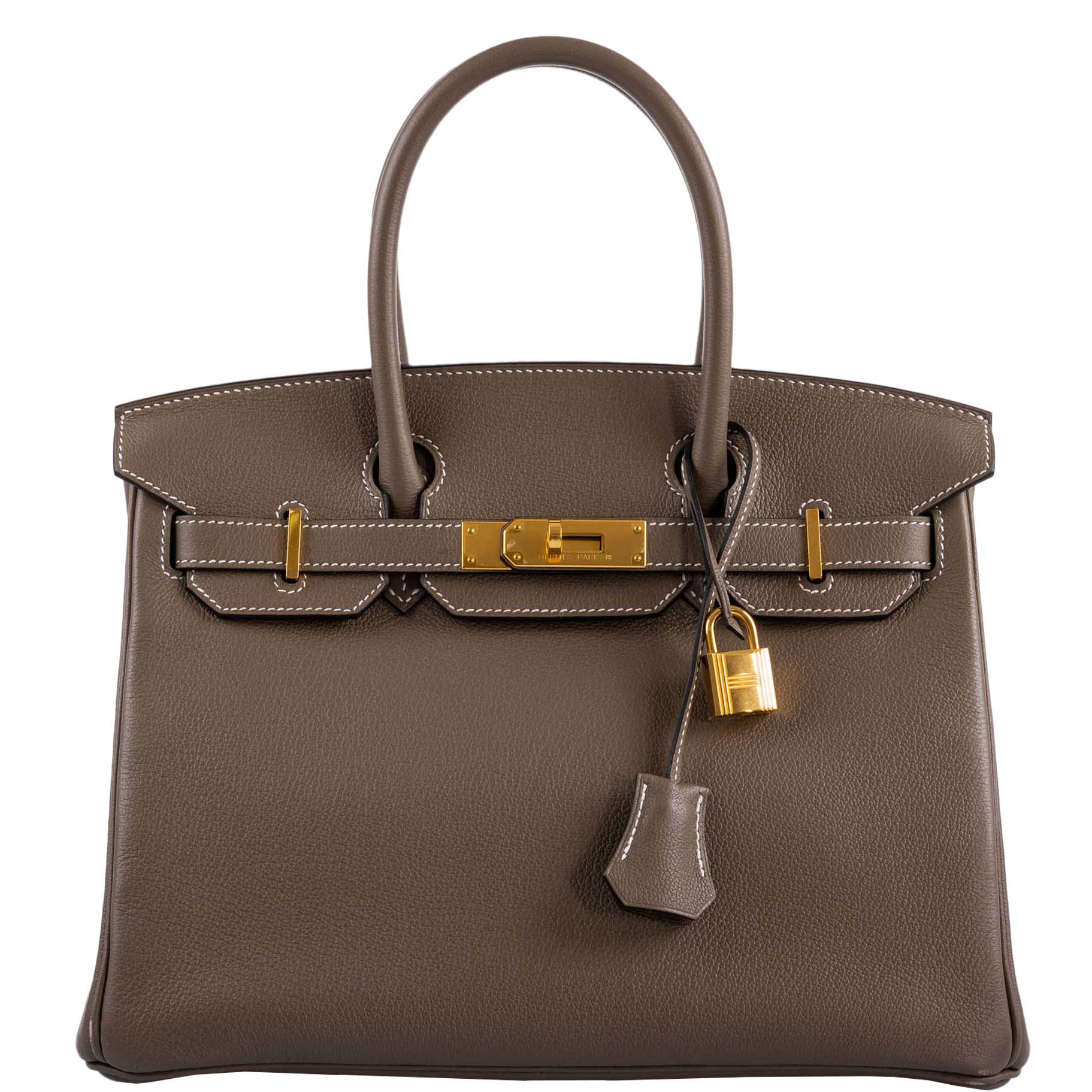 Hermes Birkin 30 Etoupe Navillo leather Gold Hardware -, D
