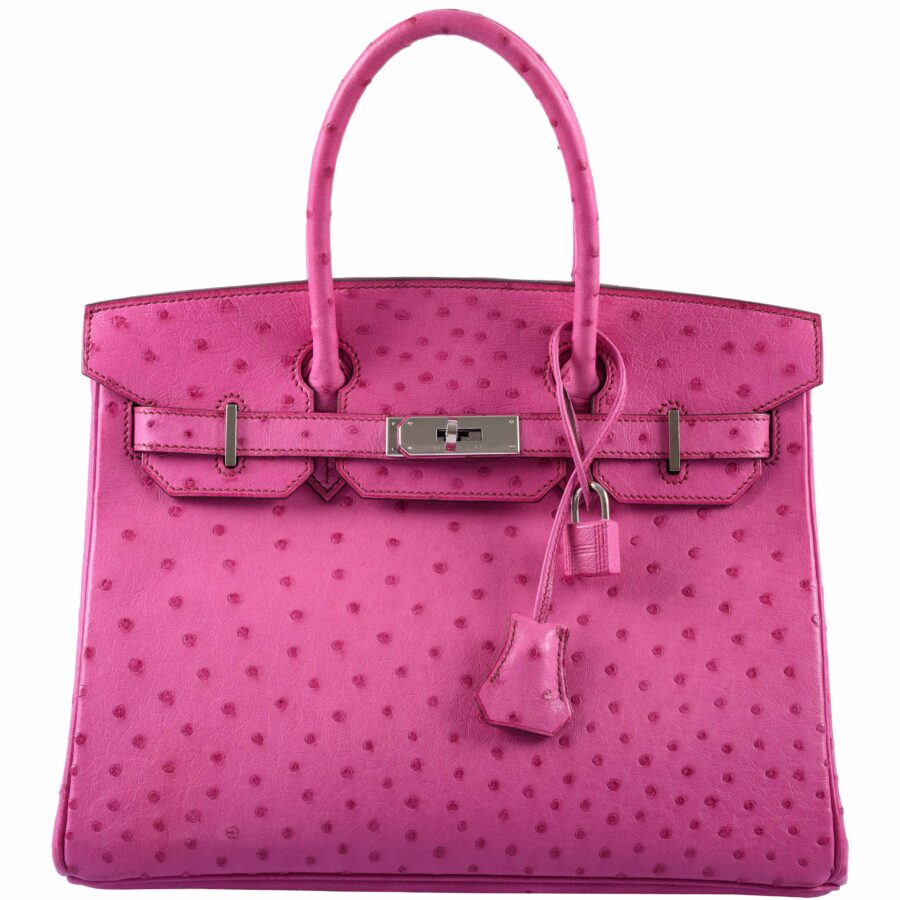 HermesBirkin 30 Fuchsia Ostrich Palladium Hardware | Studio Nafay