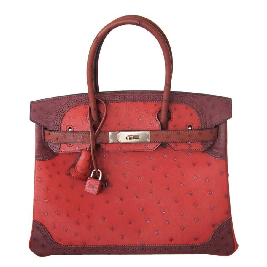 HermesBirkin 30 Ghillies Bag Tri-Color Red - Limited Edition | Studio Nafay