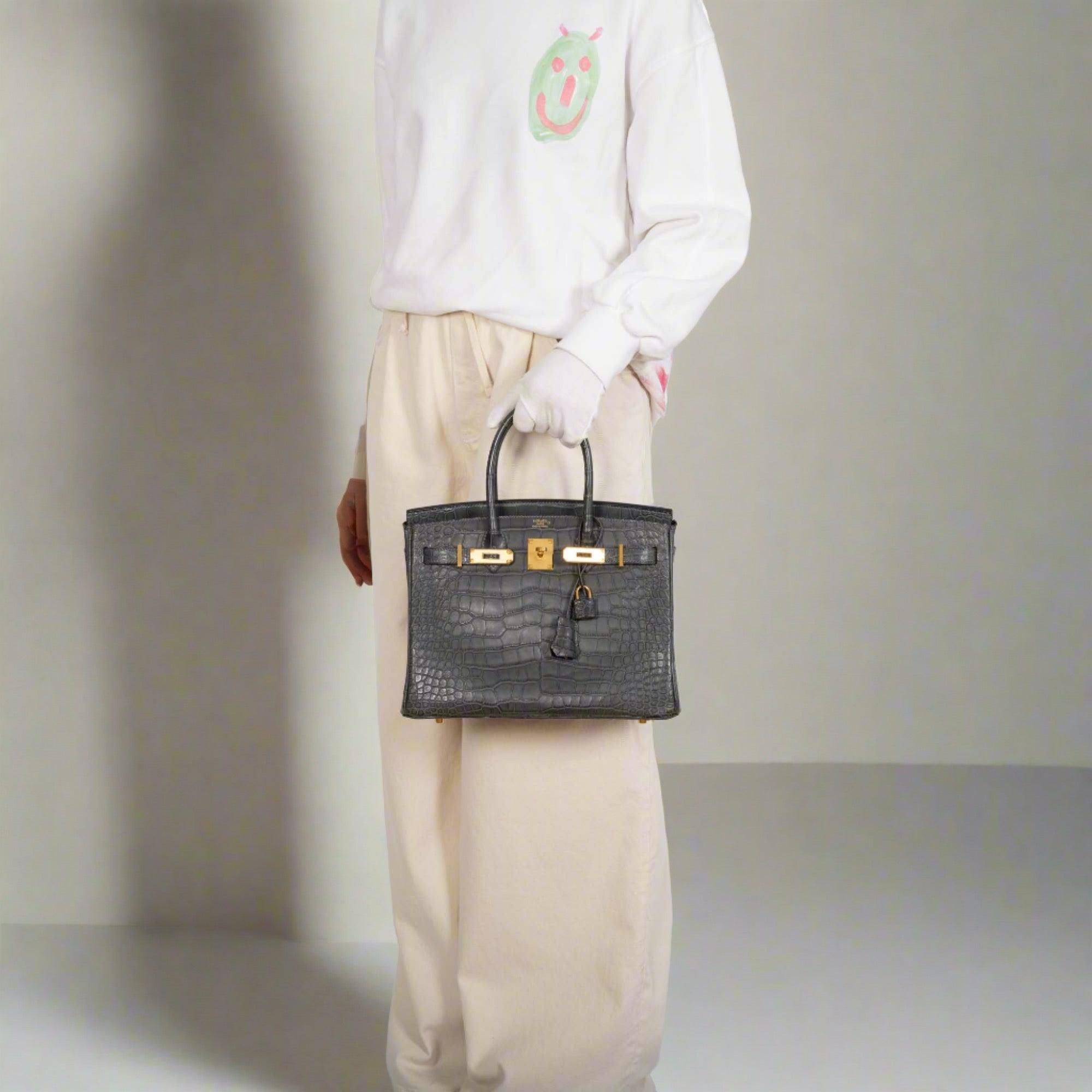 HermesBirkin 30 Graphite Matte Alligator Gold Hardware