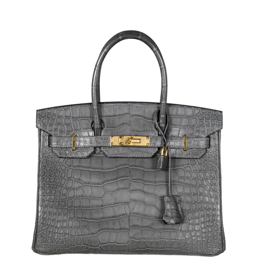 HermesBirkin 30 Graphite Matte Alligator Gold Hardware | Studio Nafay