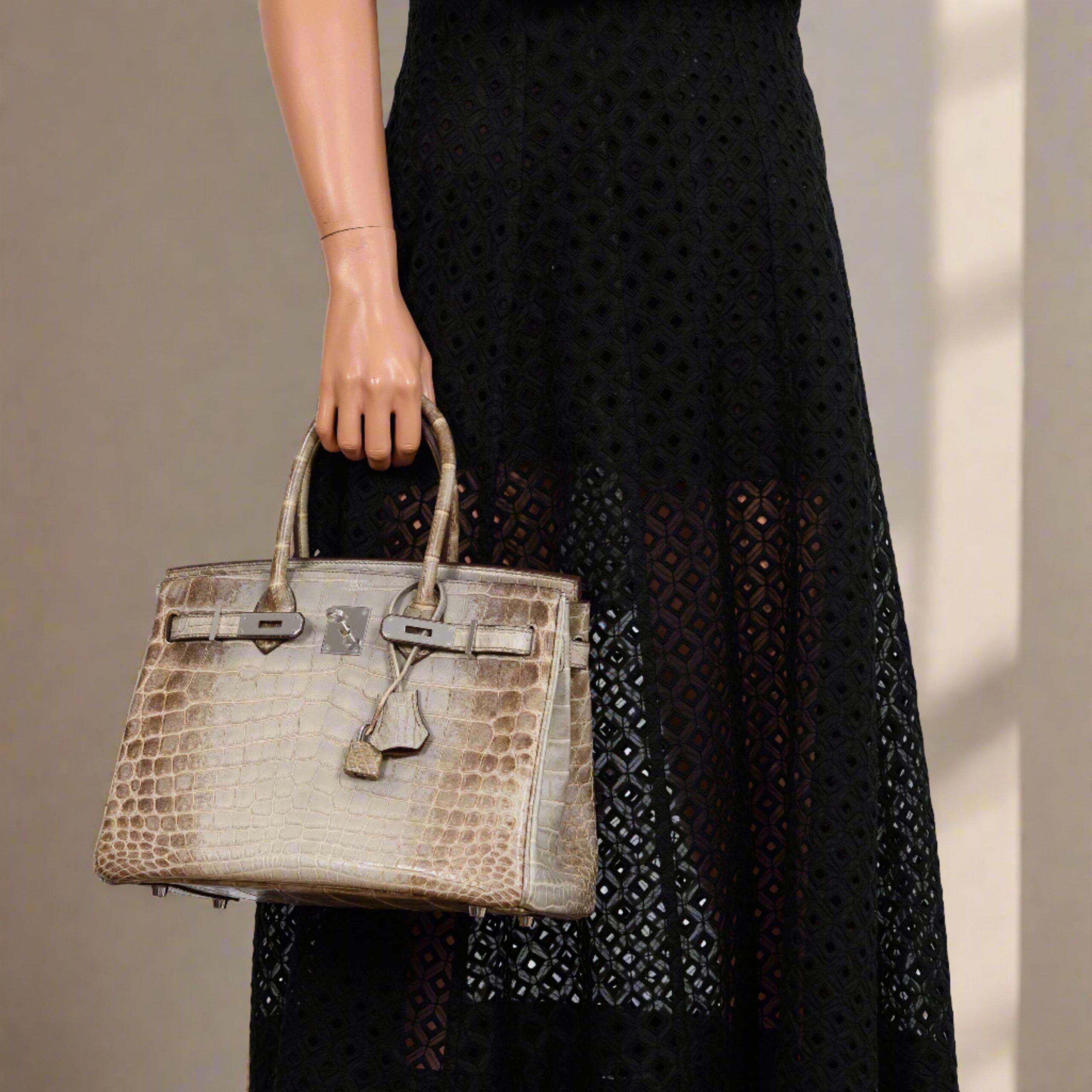 HermesBirkin 30 Gris Cendre Himalayan Niloticus Crocodile Palladium Hardware