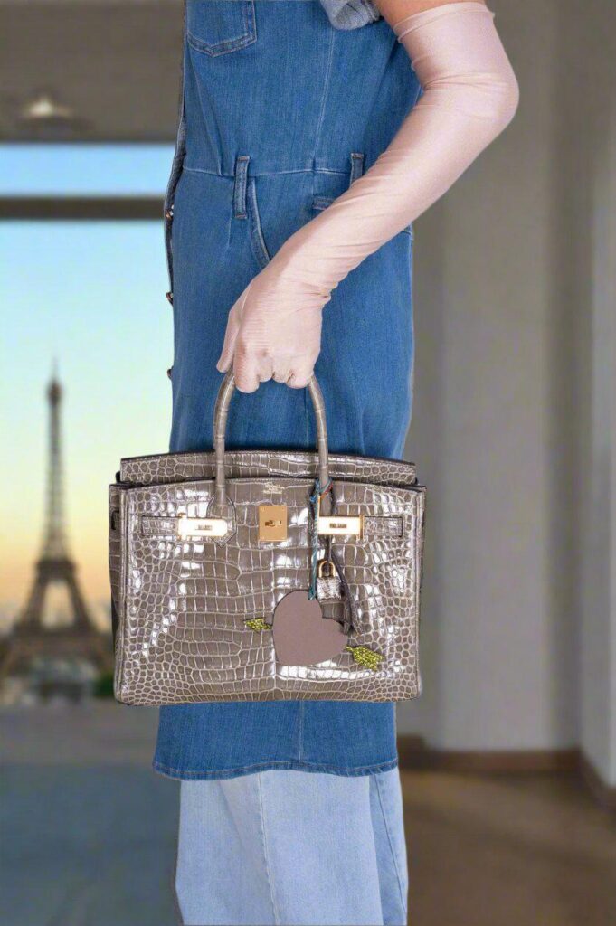 HermesBirkin 30 Gris Tourterelle Porosus Crocodile Gold Hardware - Product Image 2