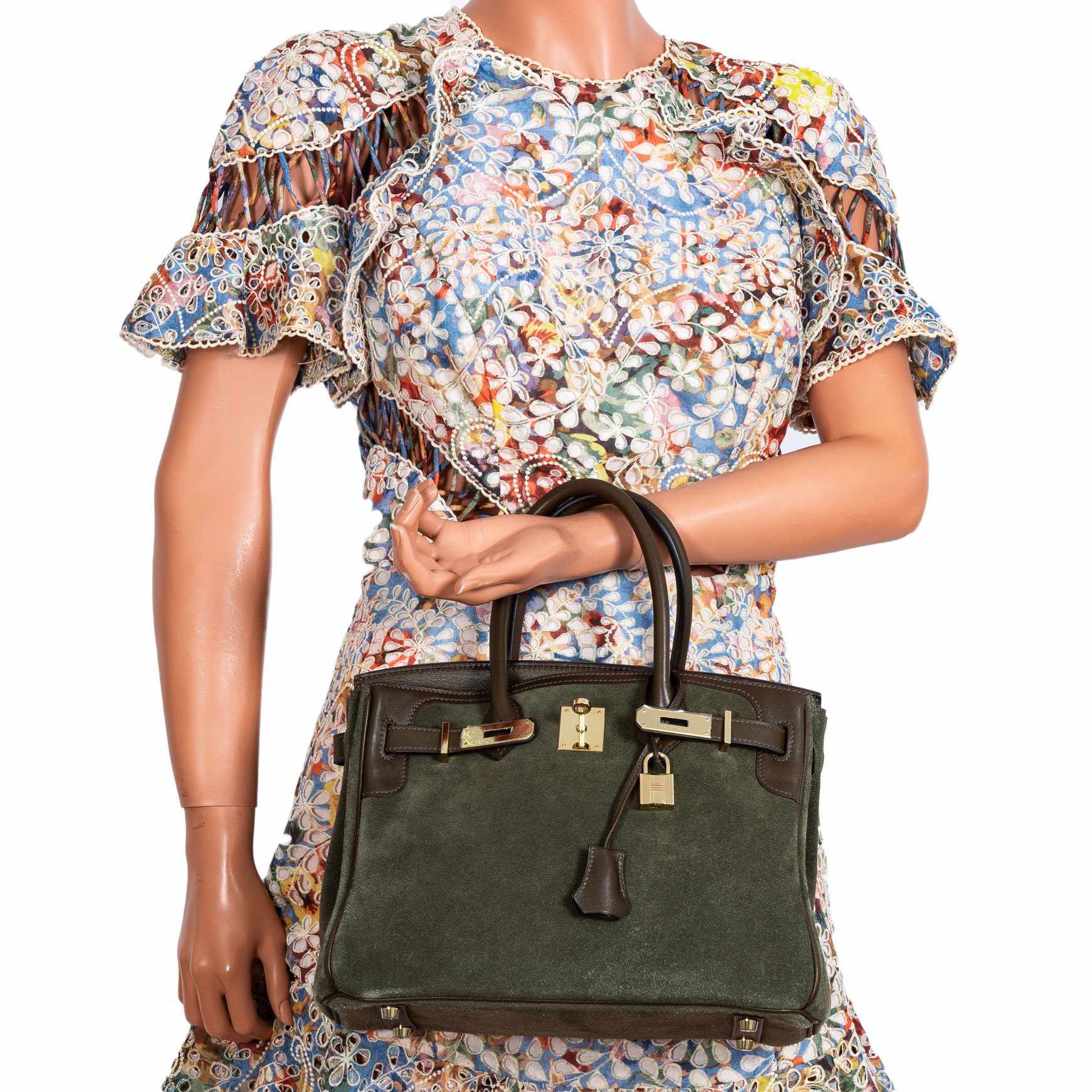 HermesBirkin 30 Grizzly Vert de Gris Suede & Veau Swift Permabrass Hardware – Special Edition