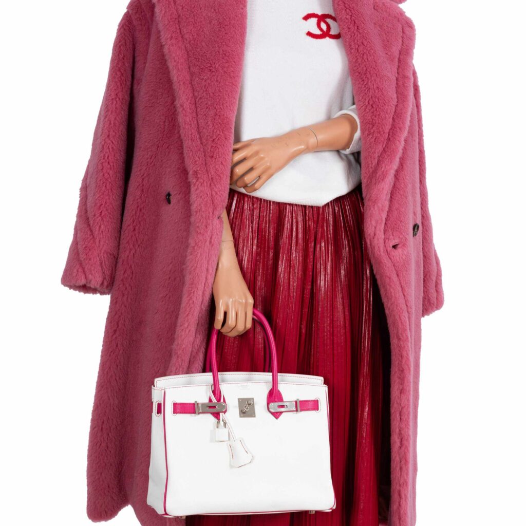 HermesBirkin 30 HSS Bi-Color White & Fuchsia Chevre Palladium Hardware - Product Image 2