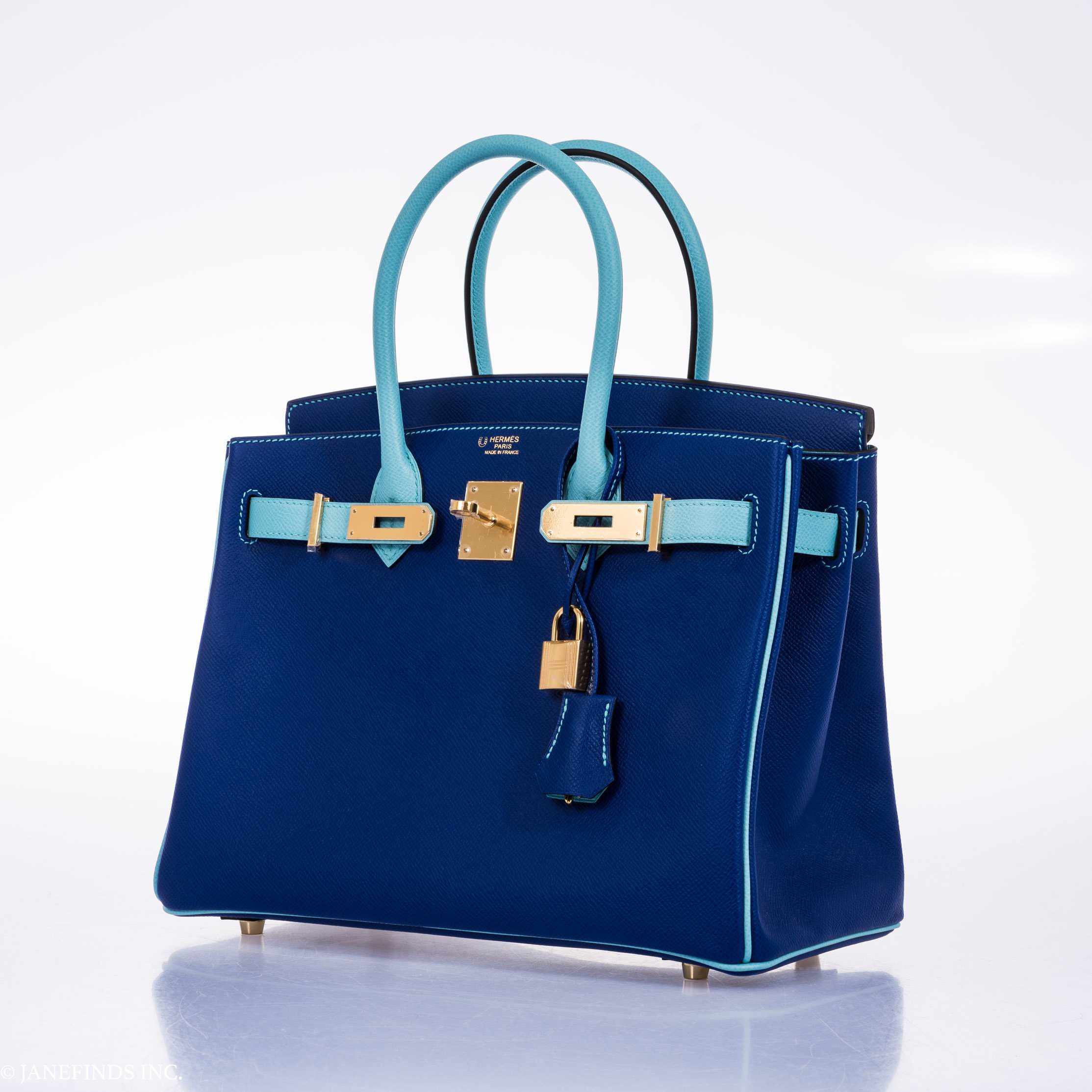 HermesBirkin 30 HSS Blue Electric & Blue Atoll Epsom Gold Hardware
