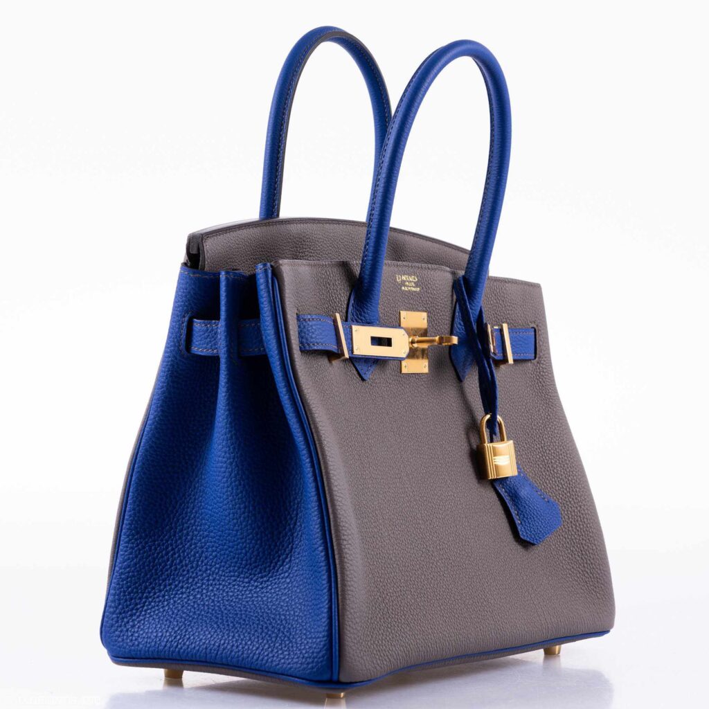 HermesBirkin 30 HSS Etain And Blue Electric Togo Gold Hardware - Product Image 2