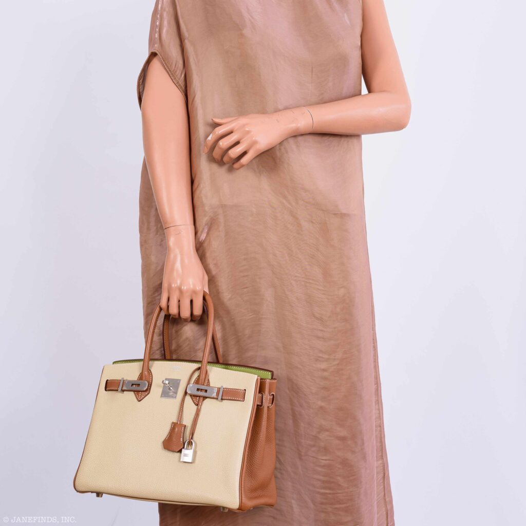 HermesBirkin 30 HSS Gold, Vert Anis & Argile Togo Brushed Palladium Hardware - Product Image 2