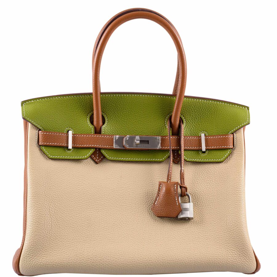 HermesBirkin 30 HSS Gold, Vert Anis & Argile Togo Brushed Palladium Hardware | Studio Nafay