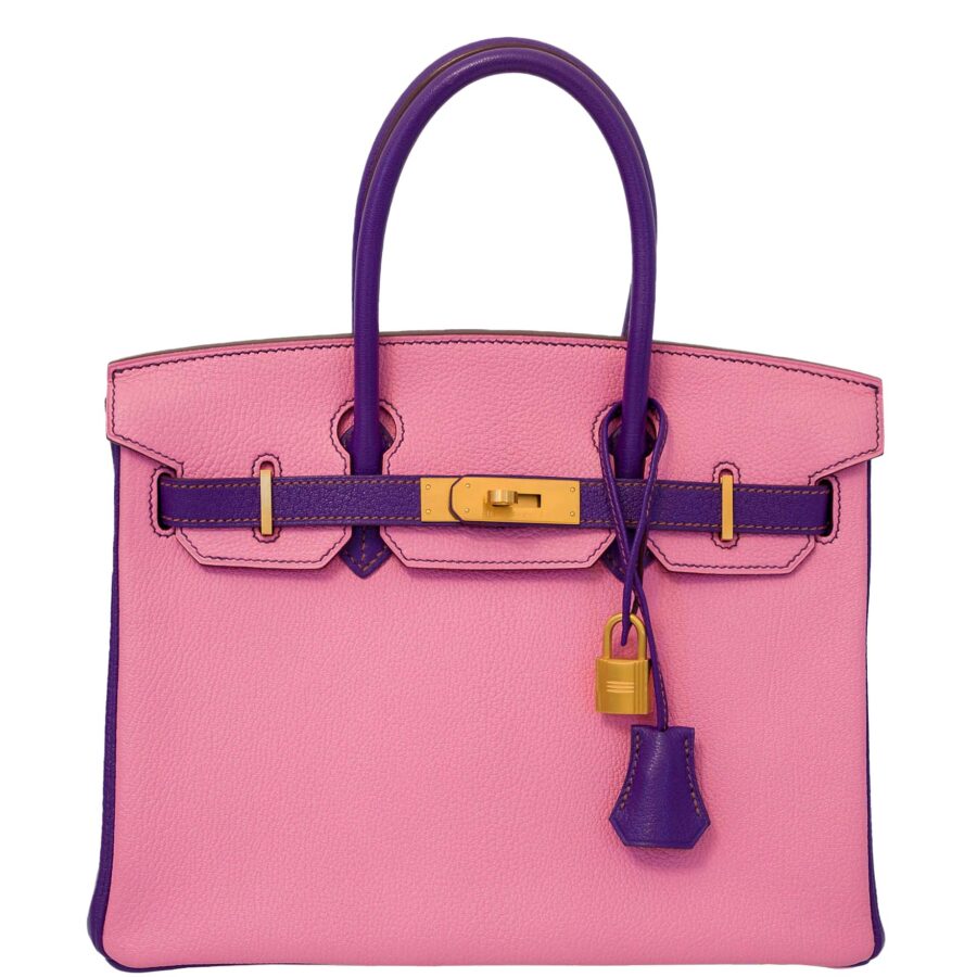HermesBirkin 30 HSS Rose Confetti & Anemone Chevre leather Brushed Gold Hardware -, R Square | Studio Nafay