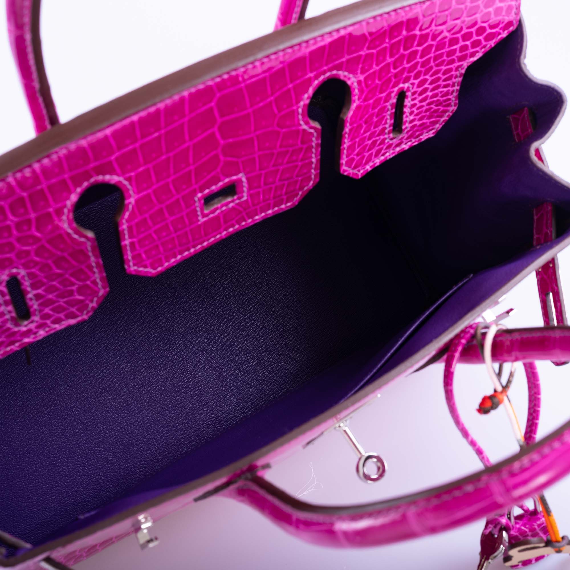 HermesBirkin 30 HSS Rose Scheherazade Porosus Crocodile, Cassis Interior Palladium Hardware