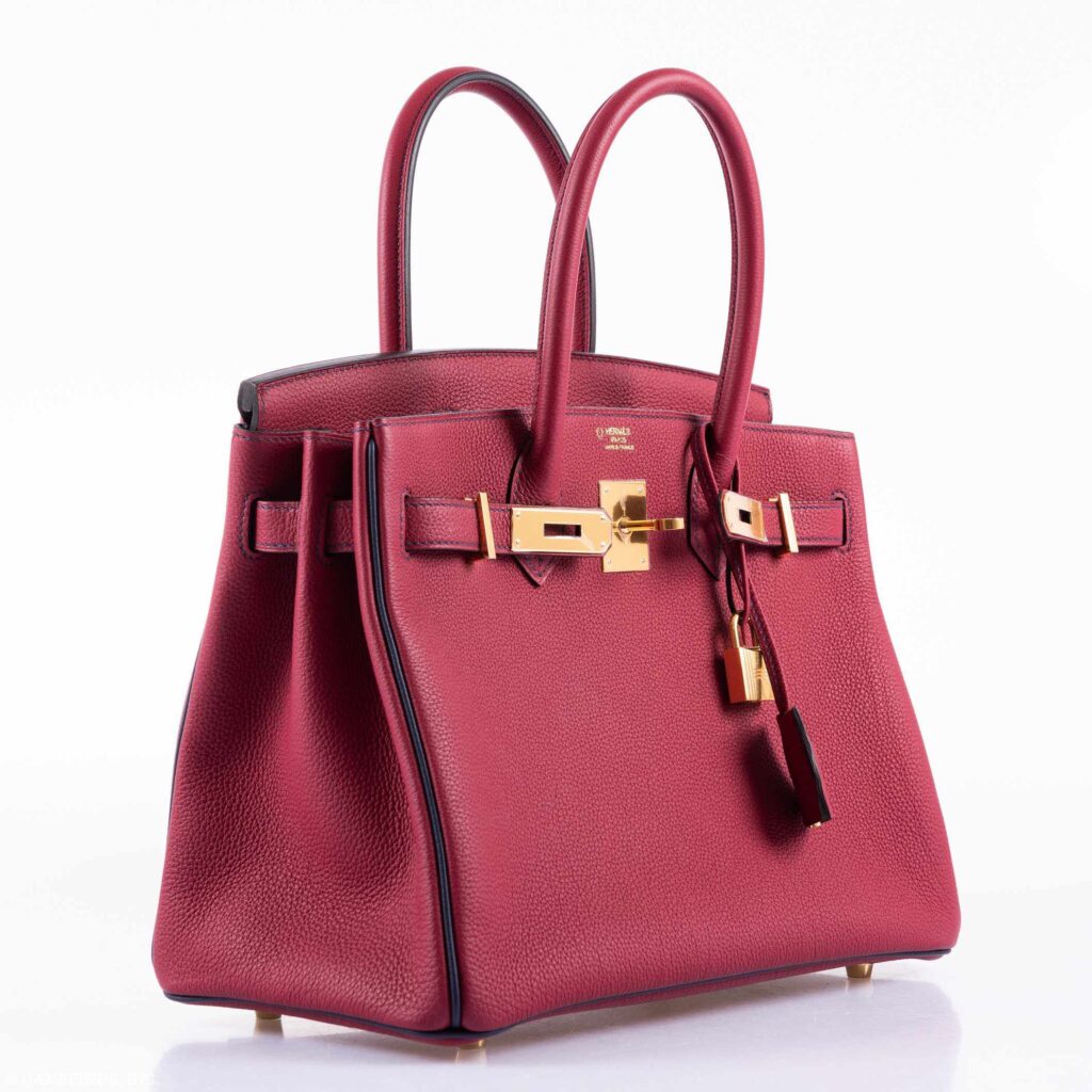HermesBirkin 30 HSS Rouge Grenat And Blue Nuit Togo Gold Hardware - Product Image 2