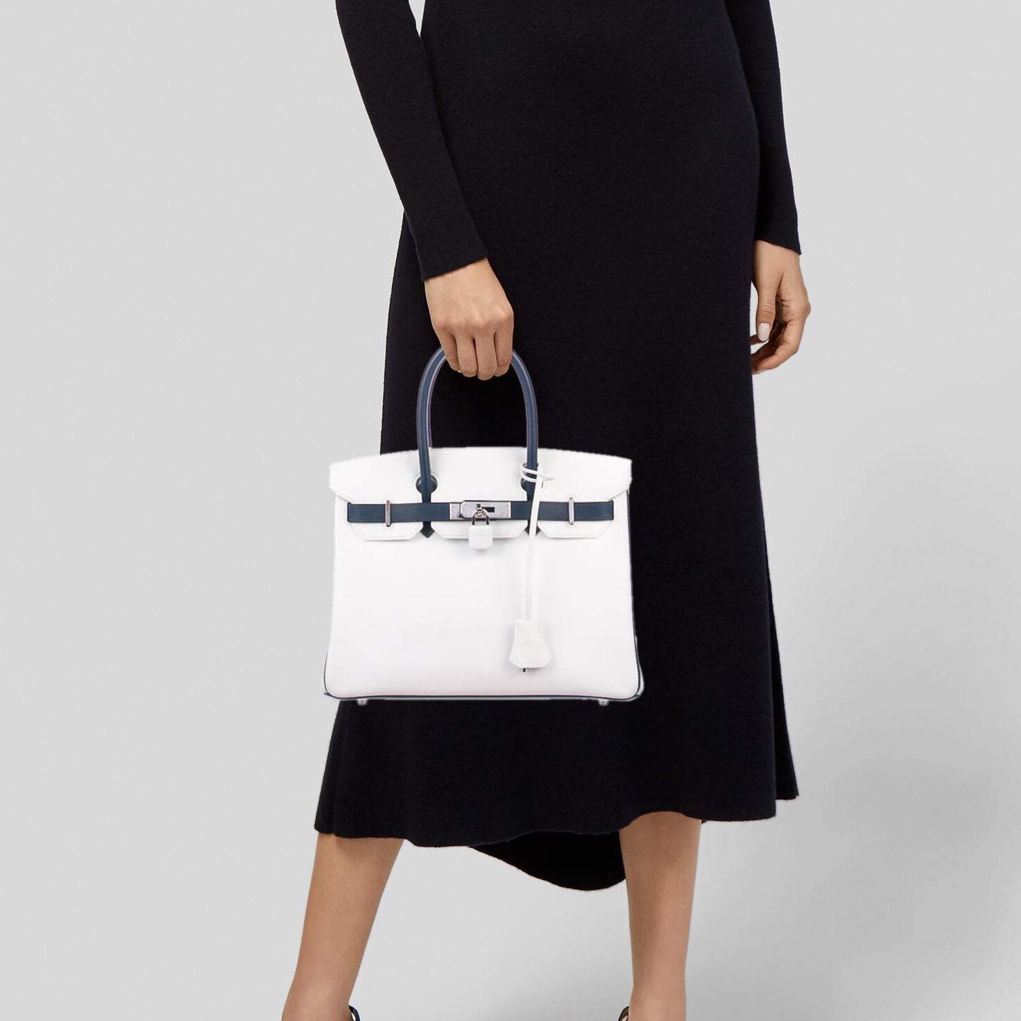 HermesBirkin 30 HSS White & Blue Marine Epsom leather Palladium Hardware -, O Square