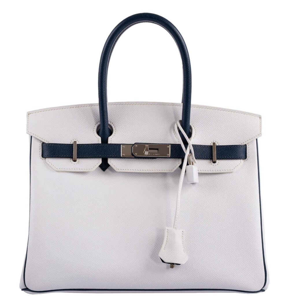 Hermes Birkin 30 HSS White & Blue Marine Epsom leather Palladium Hardware -, O Square - Product Image 2