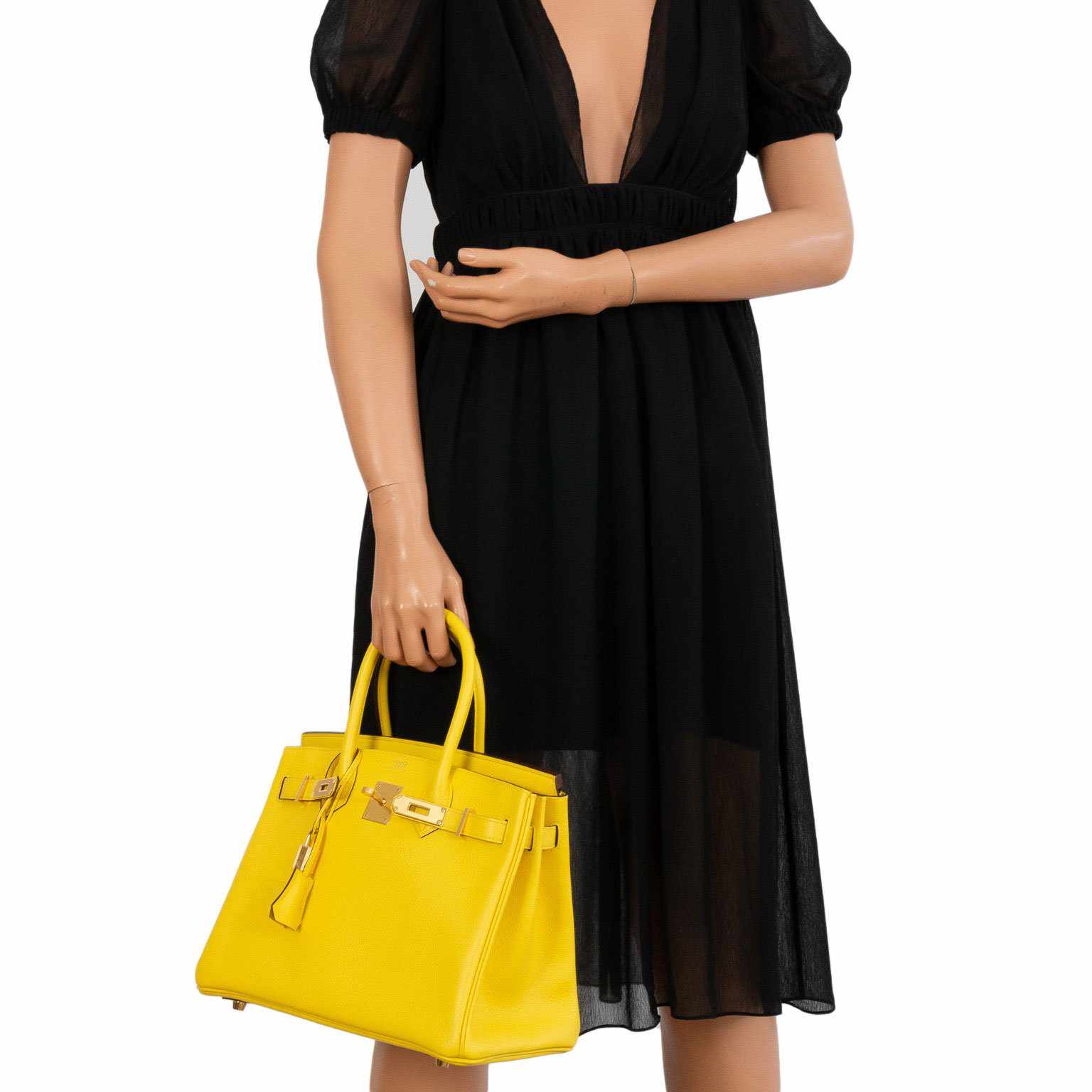 HermesBirkin 30 Jaune de Naples Taurillon Novillo Gold Hardware