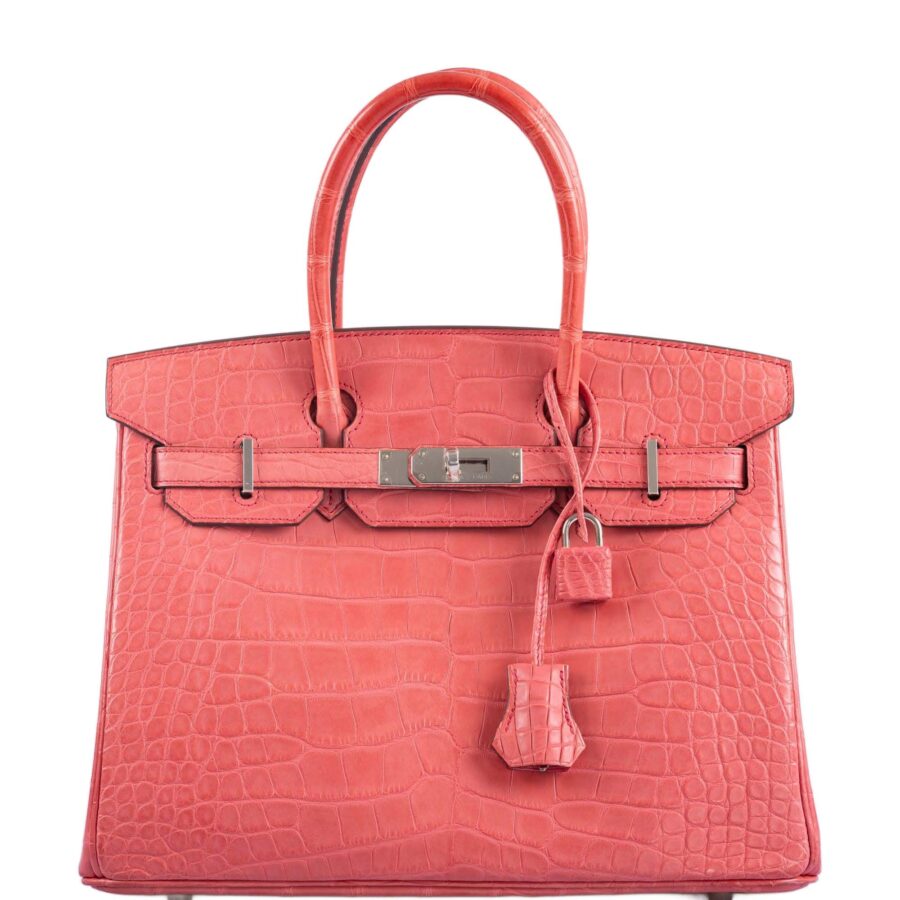 HermesBirkin 30 Matte Bougainvillier Alligator Palladium Hardware | Studio Nafay