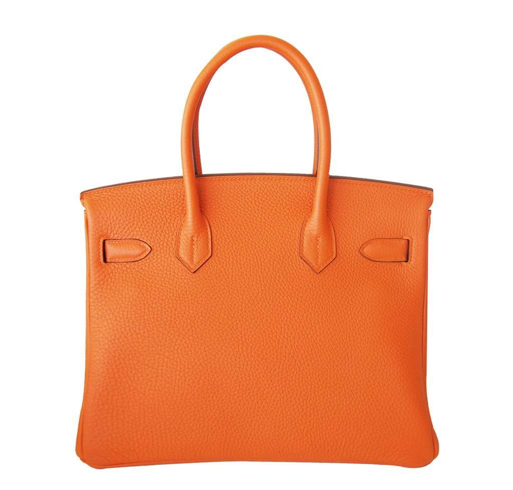 HermesBirkin 30 Bag Orange Togo Leather