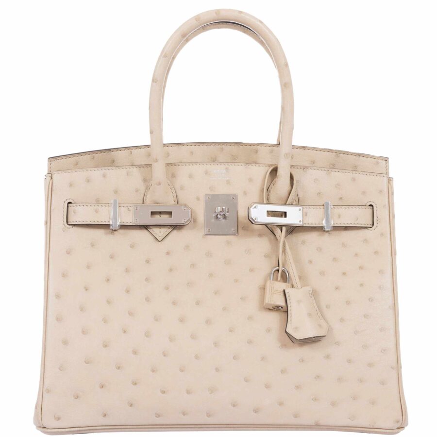 HermesBirkin 30 Parchemin Ostrich Palladium Hardware | Studio Nafay