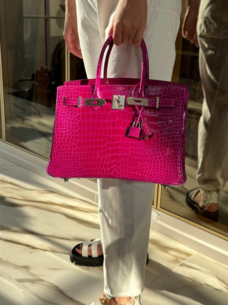 HermesBirkin 30 Rose Pourpre Shiny Porosus Crocodile Palladium Hardware - Product Image 2
