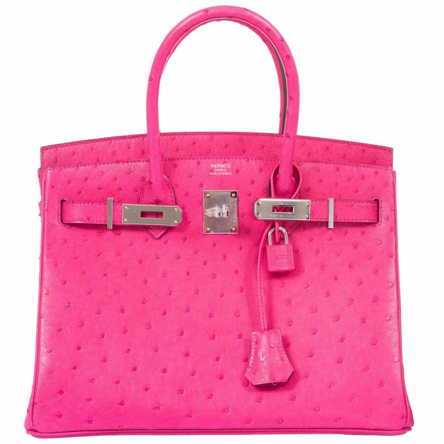 HermesBirkin 30 Rose Tyrien Ostrich Palladium Hardware | Studio Nafay