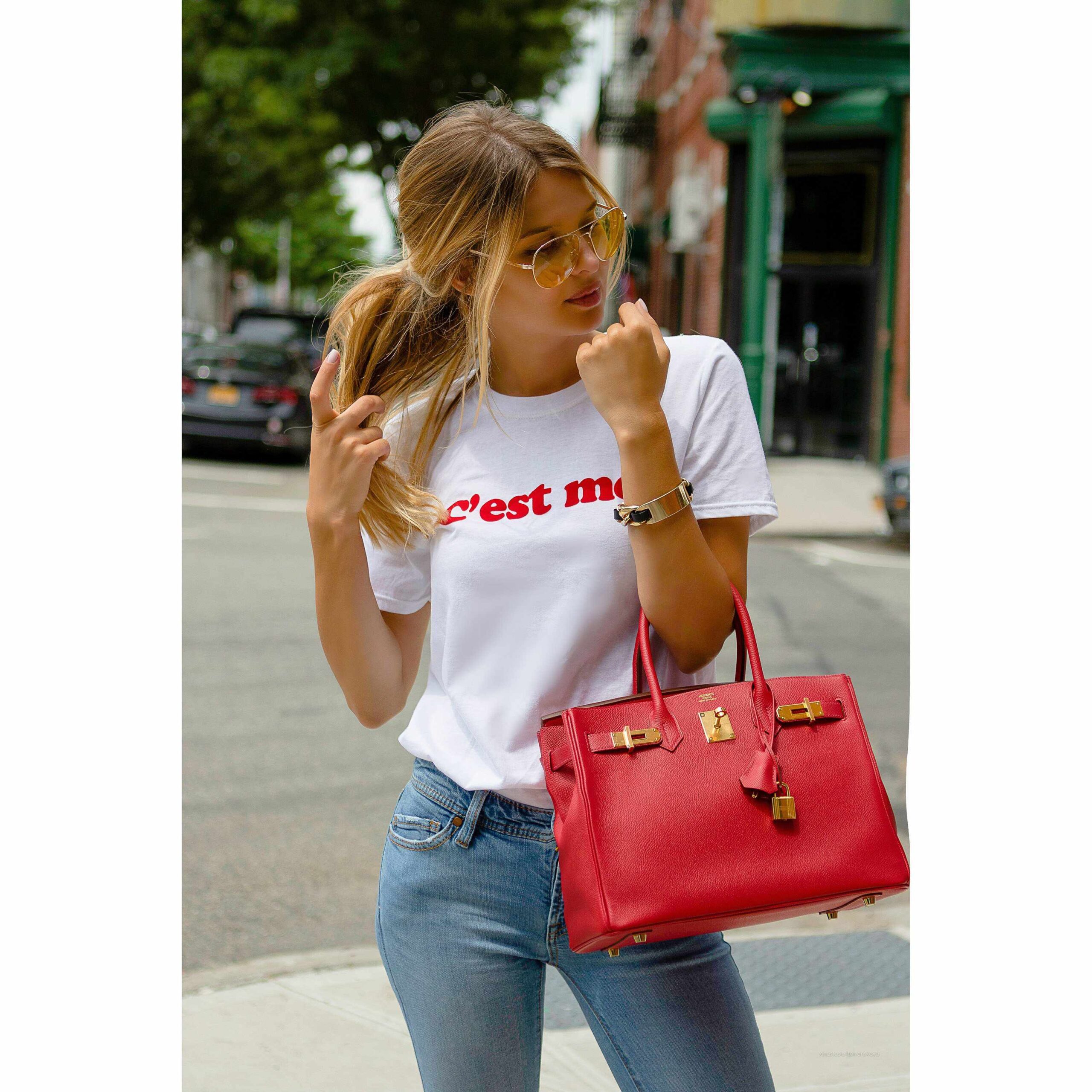 HermesBirkin 30 Rouge Casaque Epsom Gold Hardware