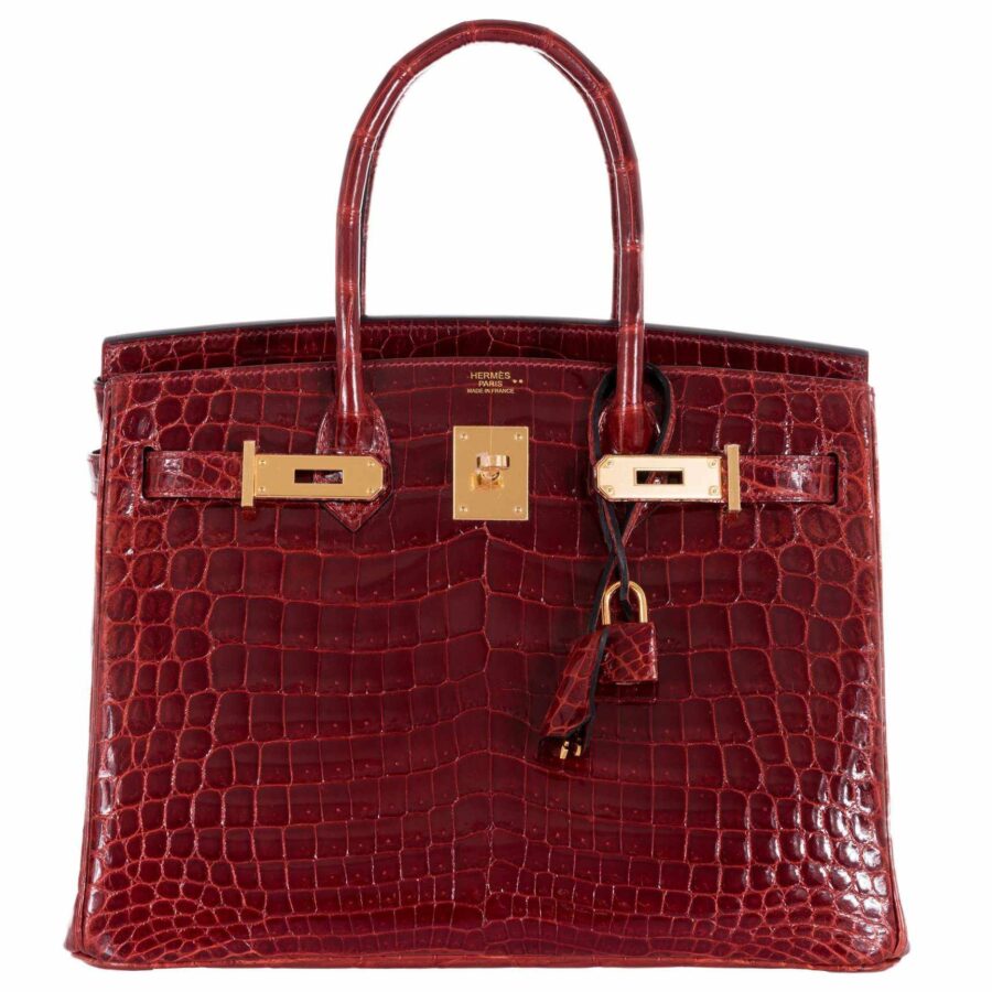 HermesBirkin 30 Rouge H Niloticus Crocodile Gold Hardware | Studio Nafay