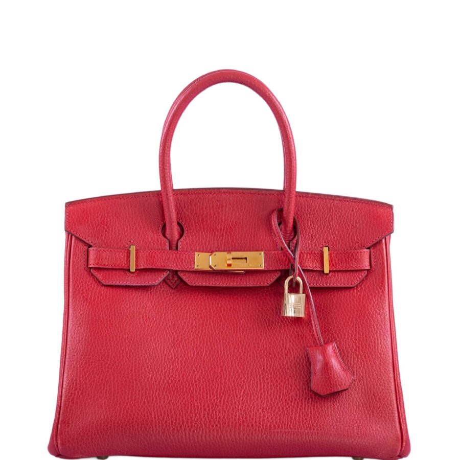 HermesBirkin 30 Rouge Vif Ardenne with Gold Hardware | Studio Nafay