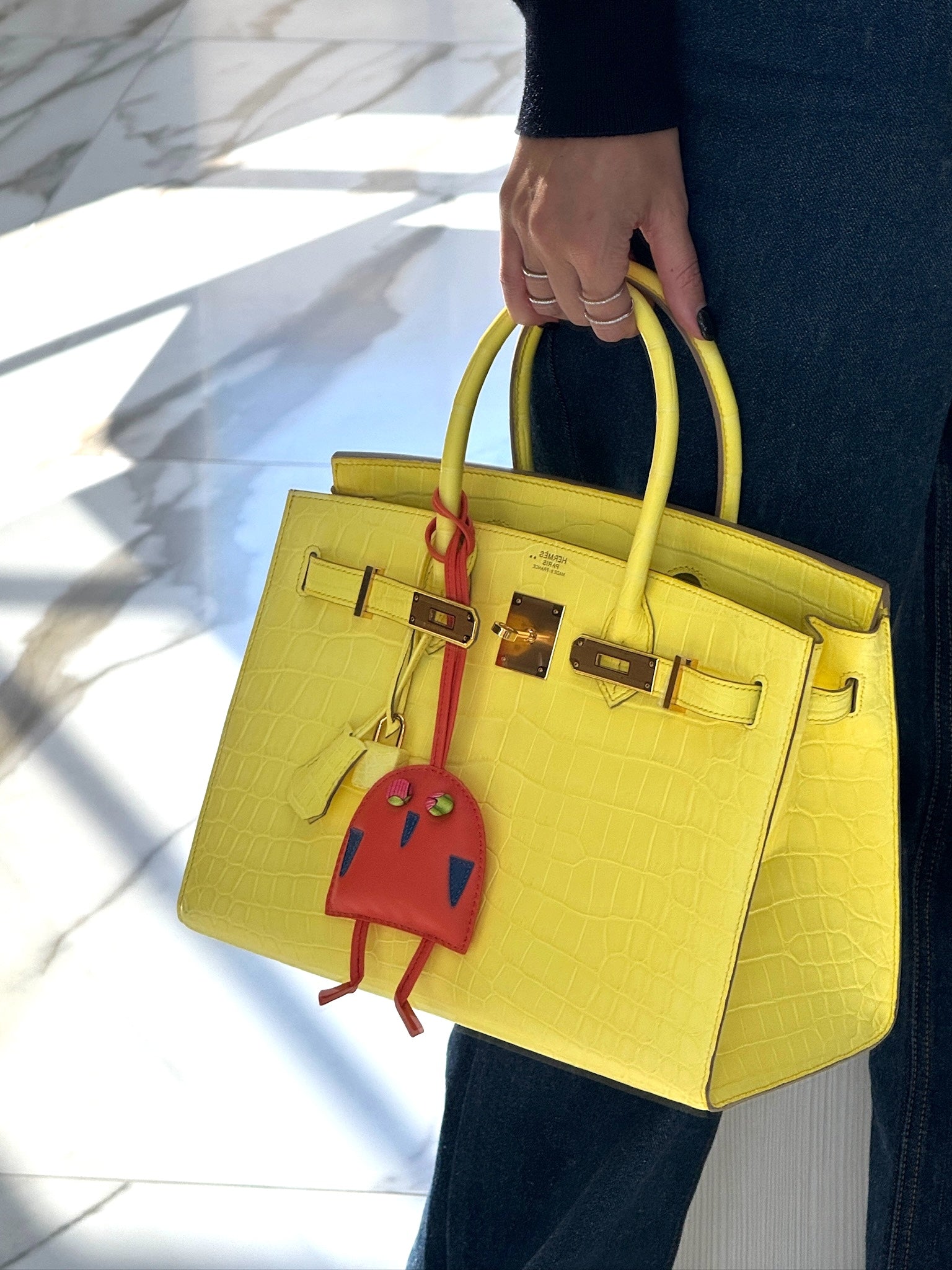 HermesBirkin 30 Sellier Jaune Citron Matte Niloticus Crocodile Gold Hardware