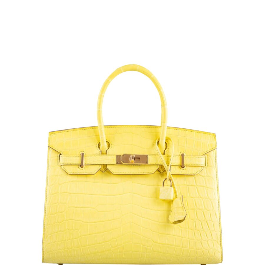 HermesBirkin 30 Sellier Jaune Citron Matte Niloticus Crocodile Gold Hardware | Studio Nafay
