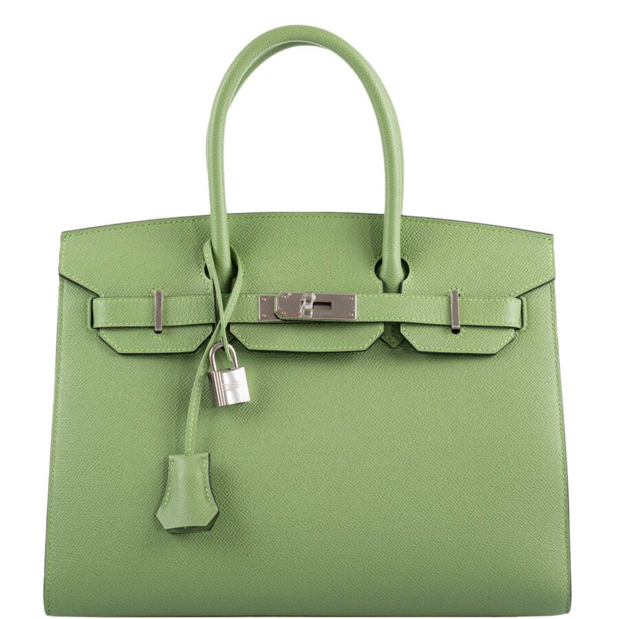 HermesBirkin 30 Sellier Vert Criquet Madame Grain Palladium Hardware -, Y | Studio Nafay