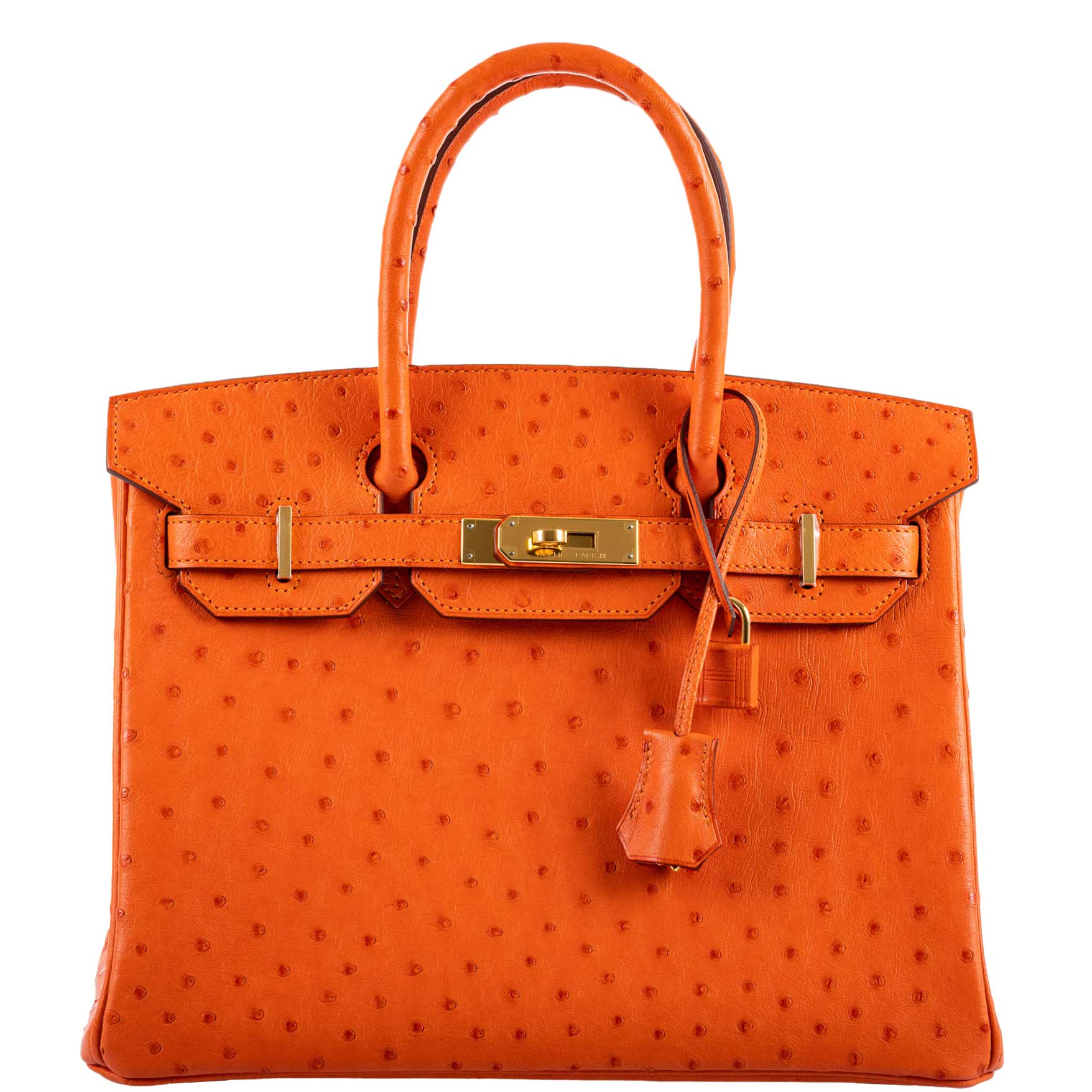 Hermes Birkin 30 Tangerine Ostrich with Gold Hardware -, X