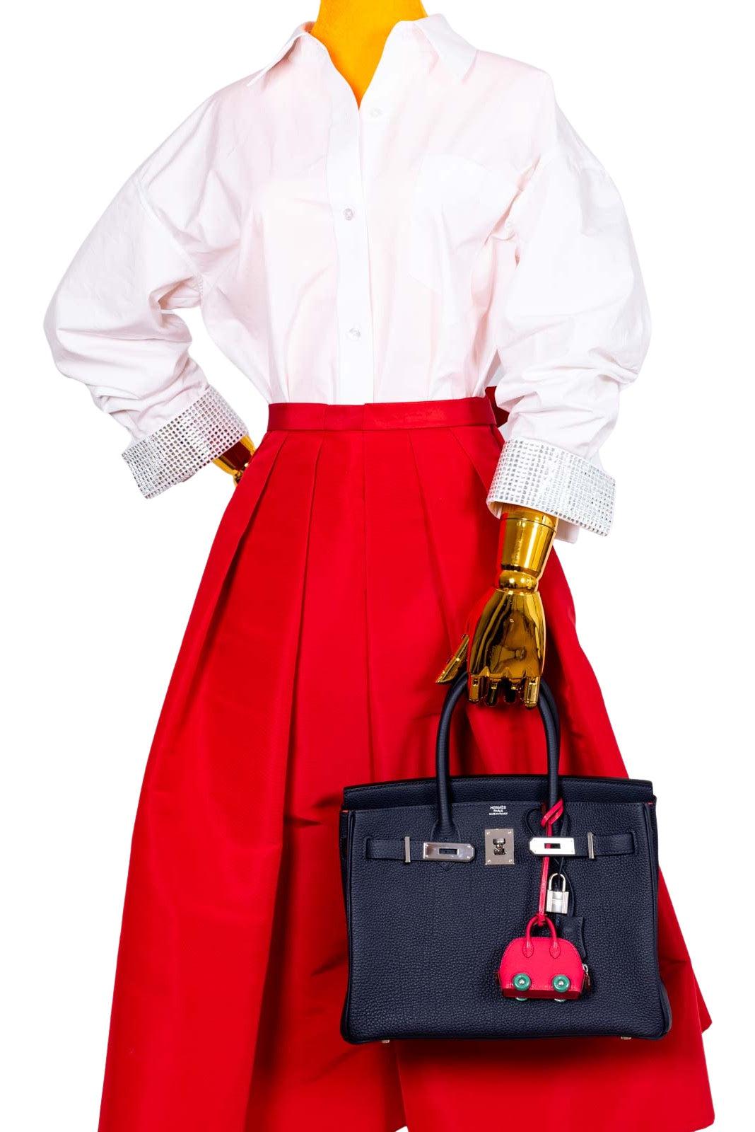 HermesBirkin 30 Verso Blue Nuit and Orange Poppy Togo Palladium Hardware