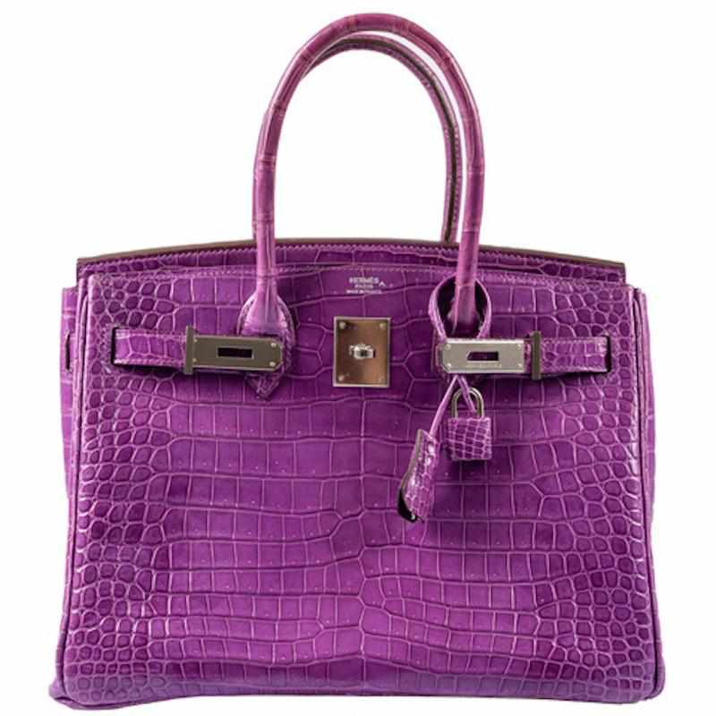 HermesBirkin 30 Violet Porosus Crocodile Palladium Hardware - PL | Studio Nafay
