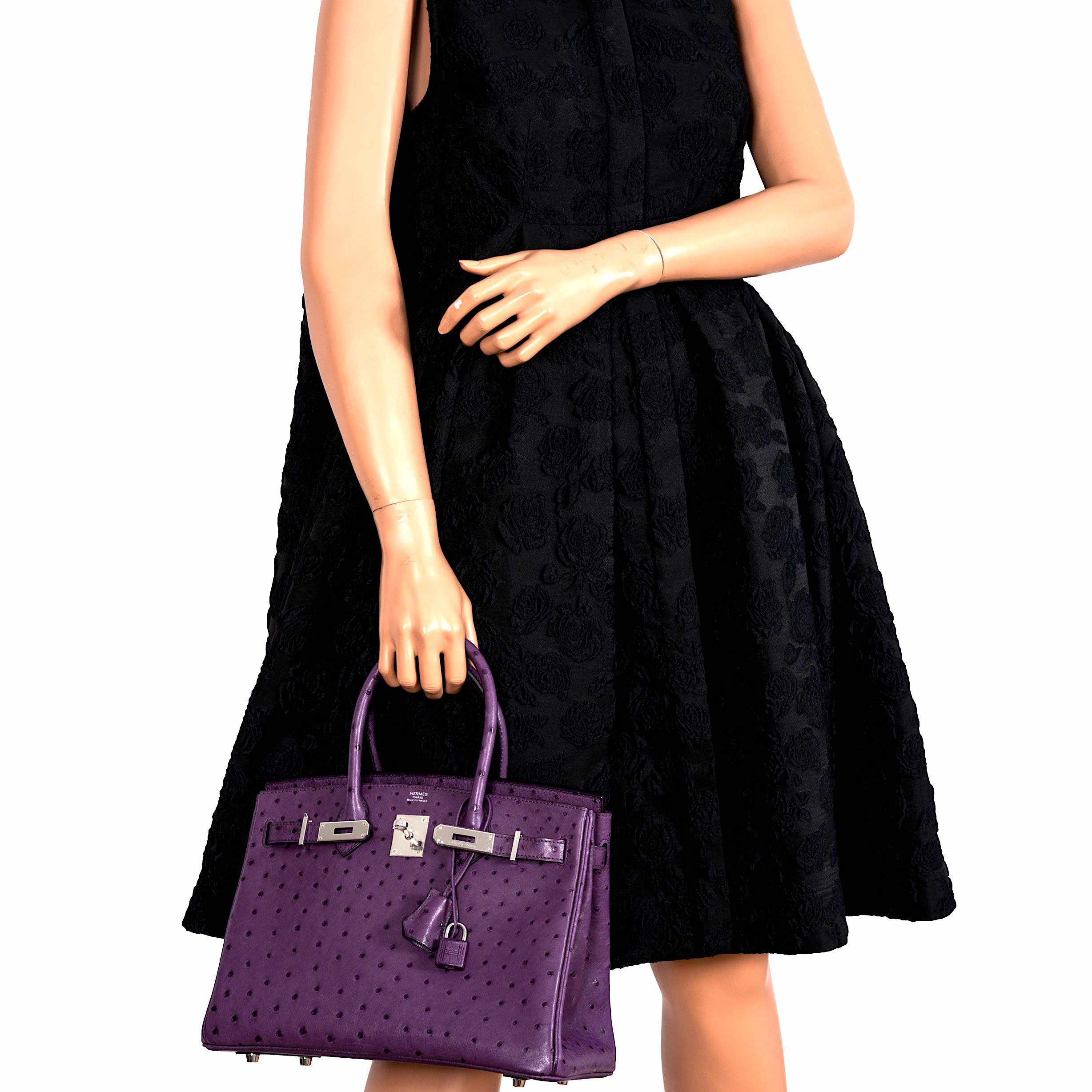HermesBirkin 30 Violine Ostrich Palladium Hardware