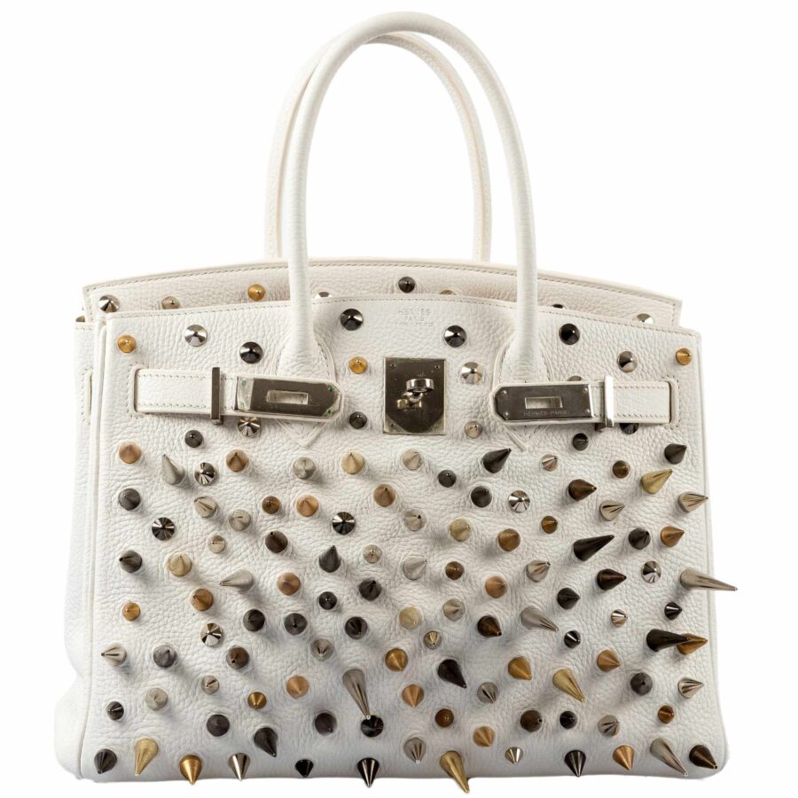 HermesBirkin 30 White Clemence “Warrior Birkin” Palladium Hardware * JaneFinds Custom Shop | Studio Nafay