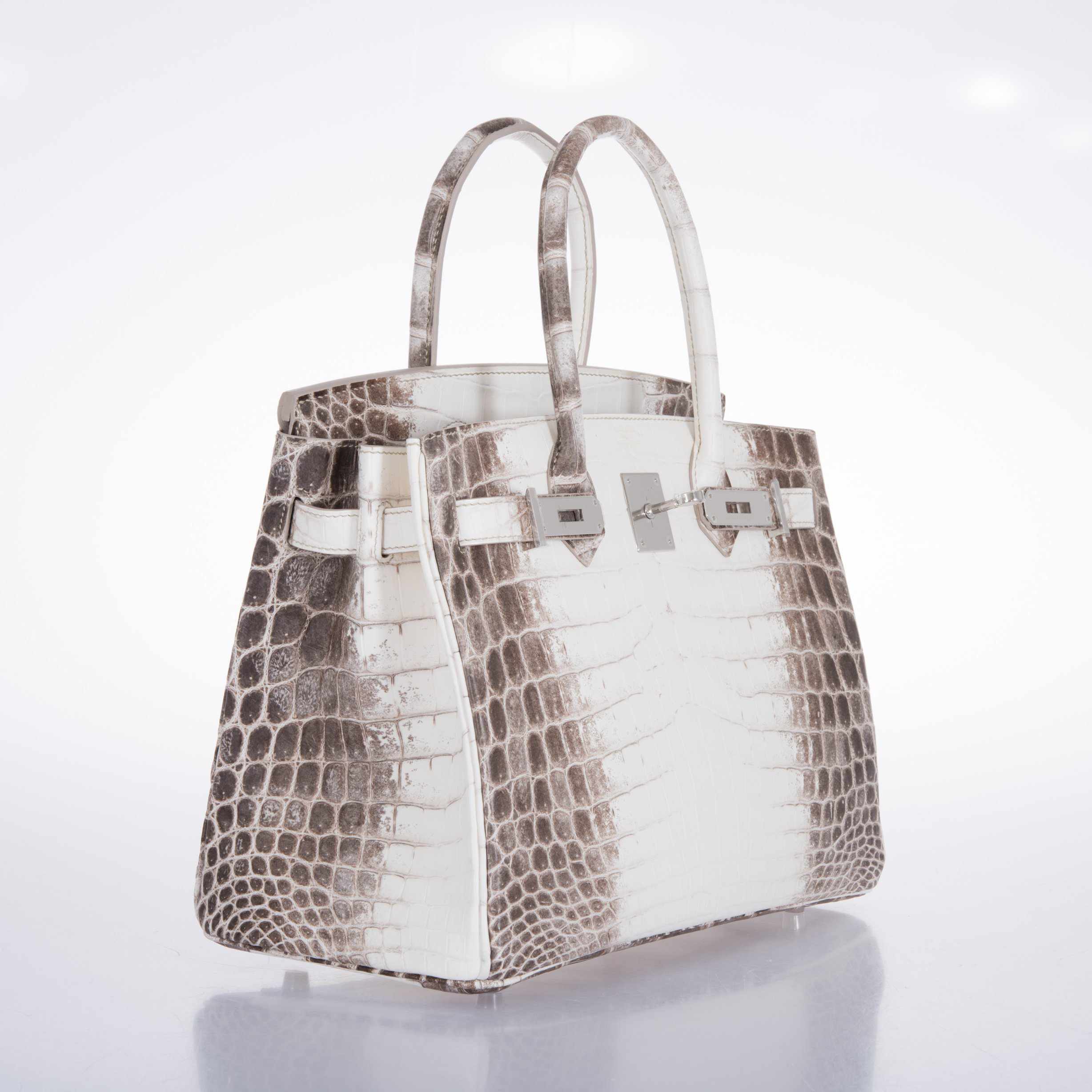 HermesBirkin 30 White Himalayan Niloticus Crocodile Palladium Hardware