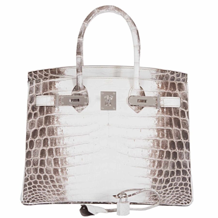 HermesBirkin 30 White Himalayan Niloticus Crocodile Palladium Hardware | Studio Nafay