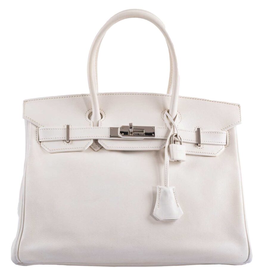 HermesBirkin 30 White Swift with Palladium Hardware -, K Square | Studio Nafay
