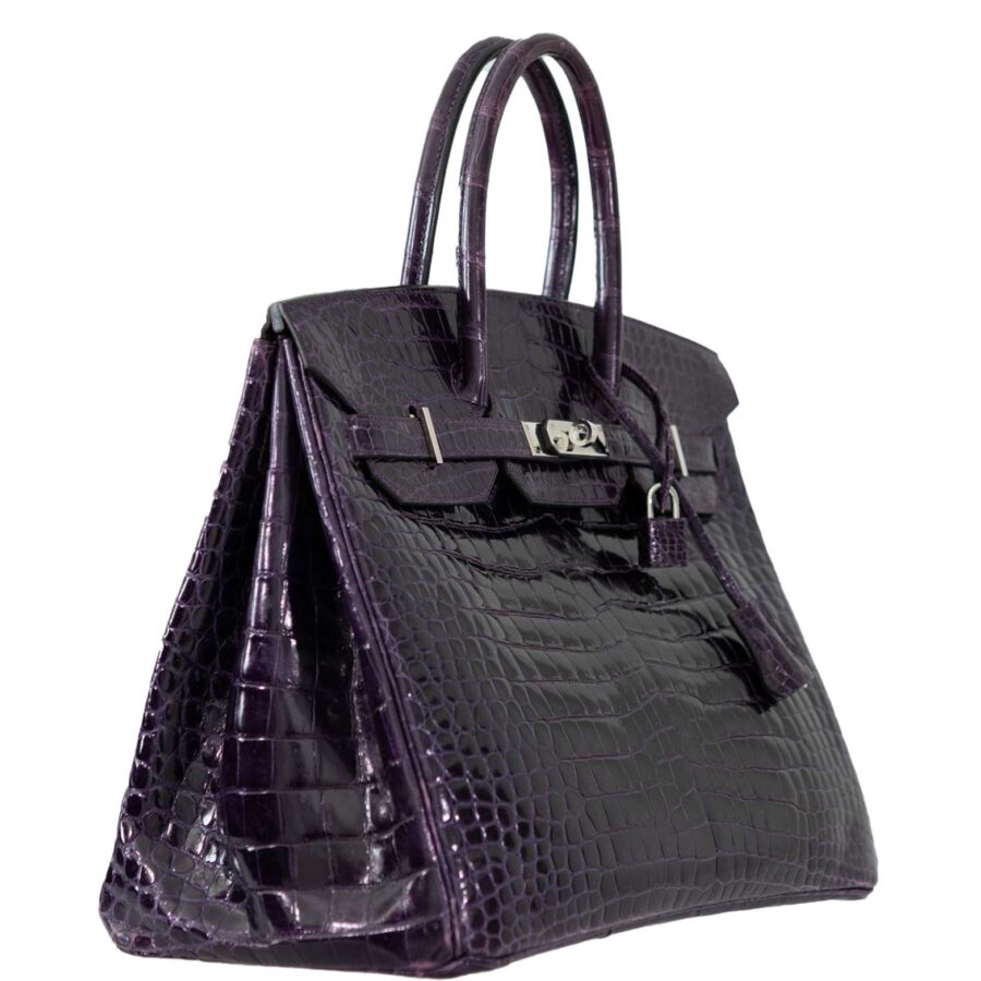 Hermes Birkin 35 Amethyst Porosus Crocodile with Palladium Hardware -, M Square | Studio Nafay