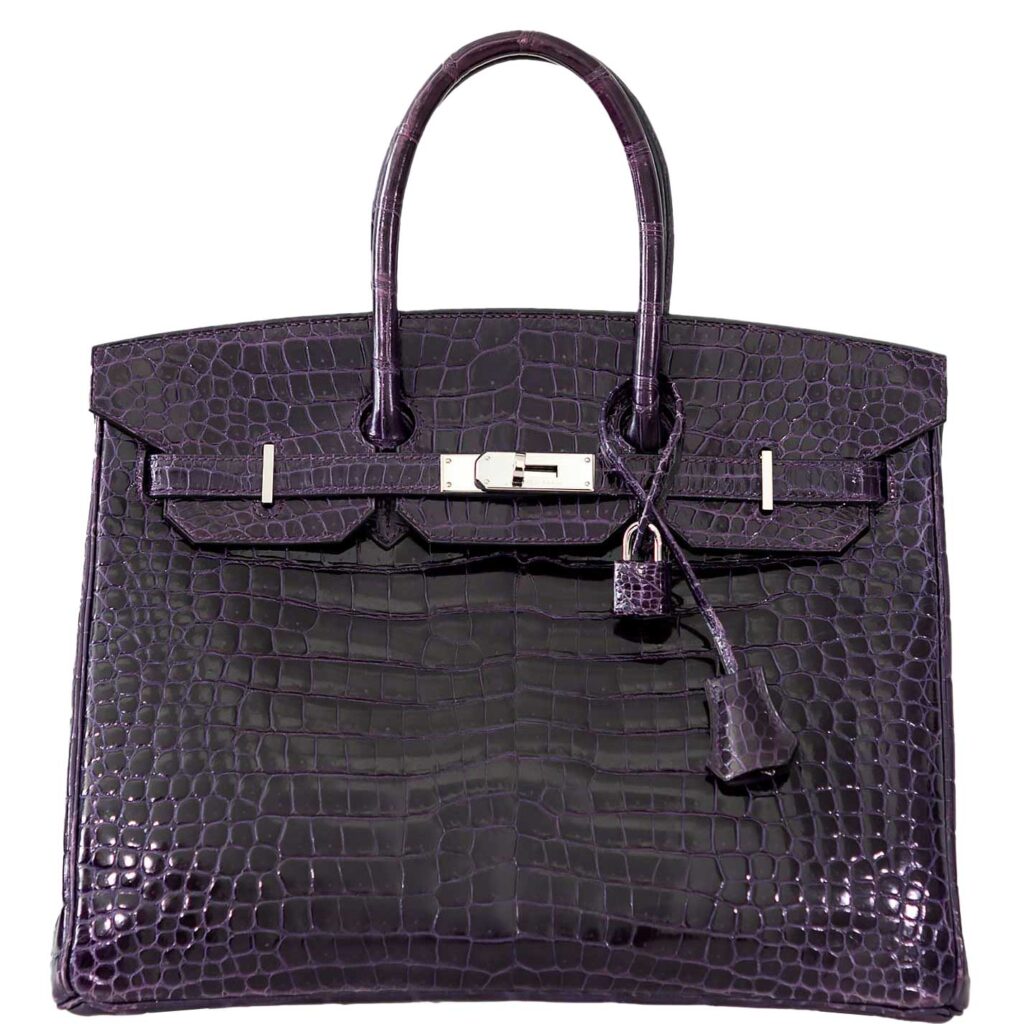 Hermes Birkin 35 Amethyst Porosus Crocodile with Palladium Hardware -, M Square - Product Image 2