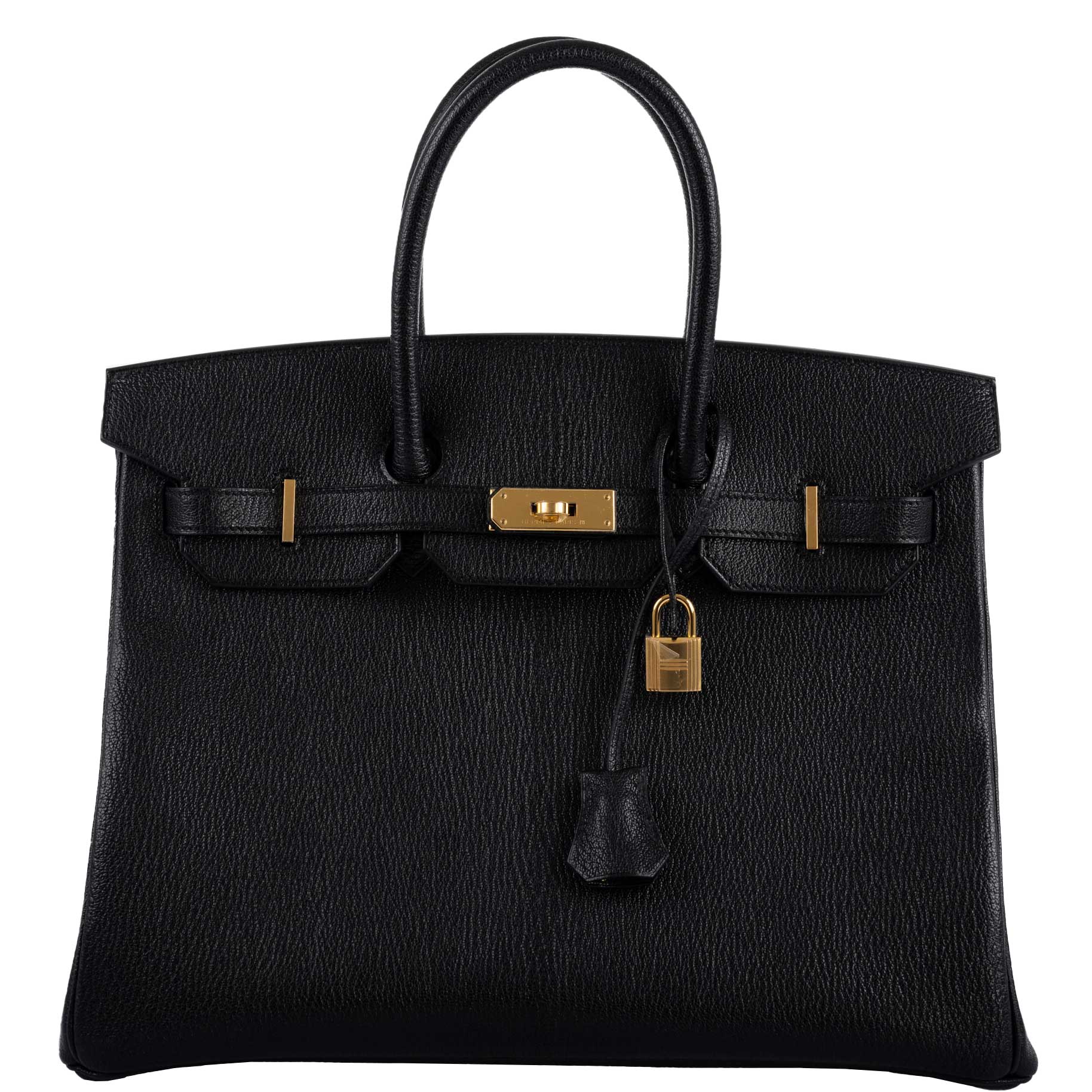 Hermes Birkin 35 Black Chevre De Coromandel with Gold Hardware -, D