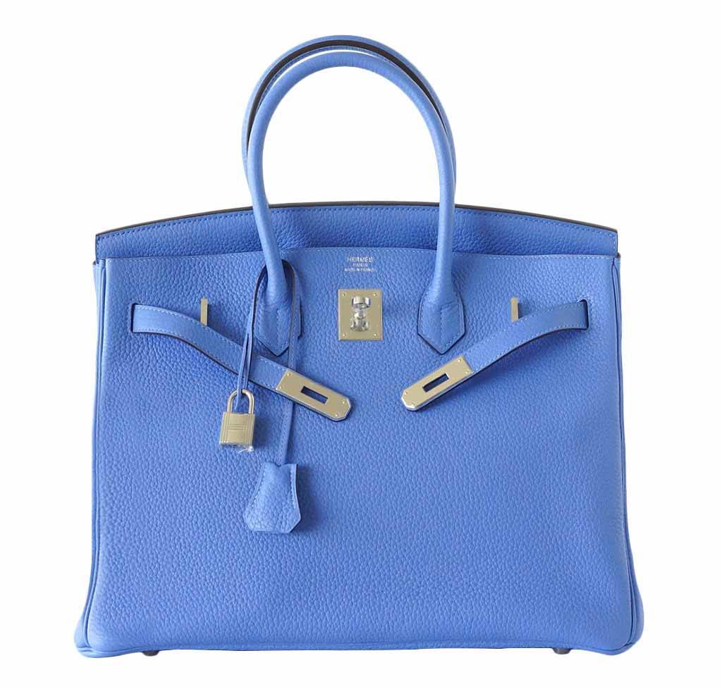 HermesBirkin 35 Bleu Paradis Clemence Bag