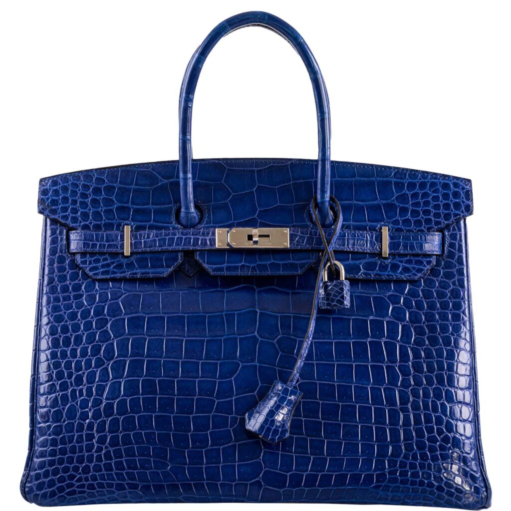 Hermes Birkin 35 Blue Electric Porosus Crocodile Palladium Hardware -, P Square - Product Image 2