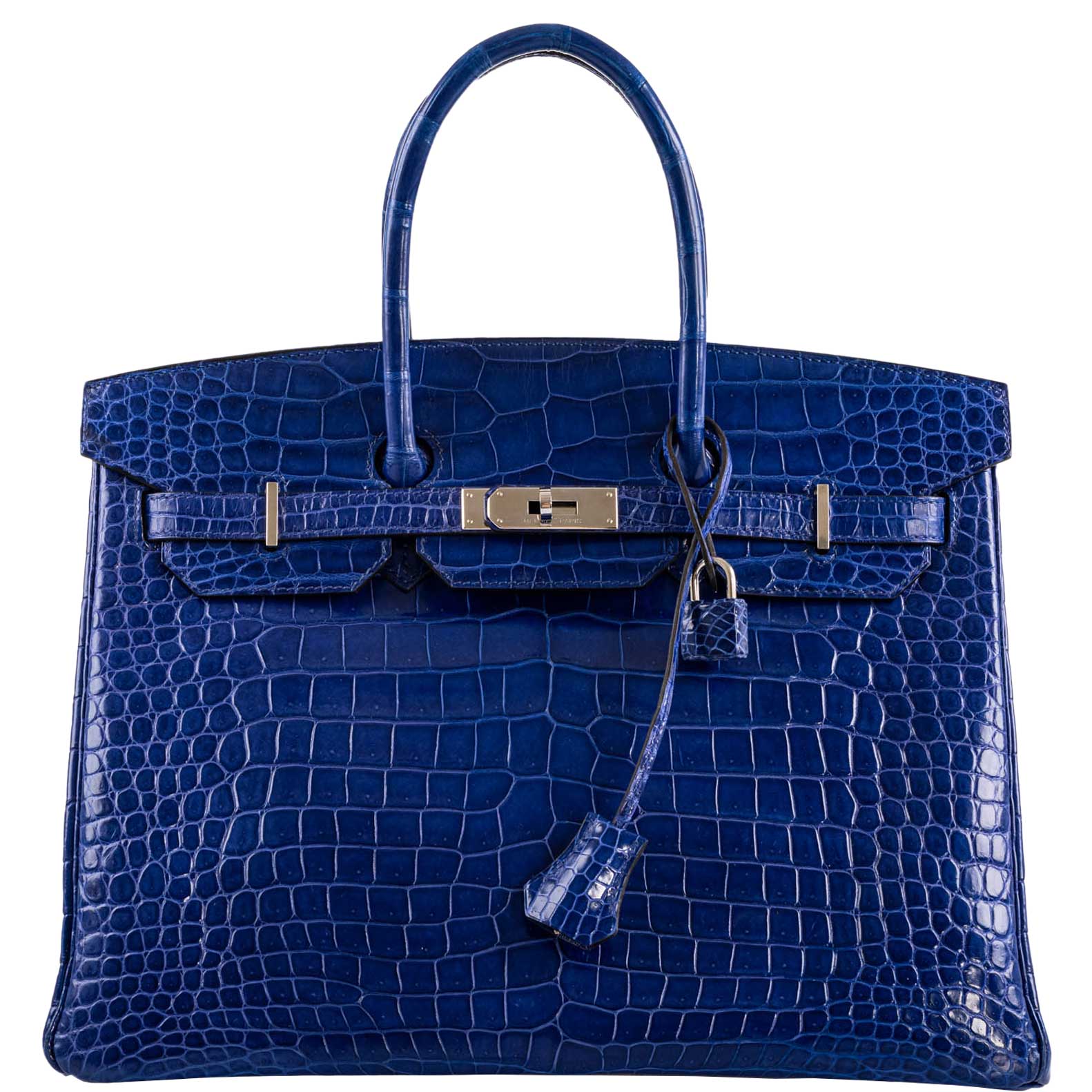 Hermes Birkin 35 Blue Electric Porosus Crocodile Palladium Hardware -, P Square