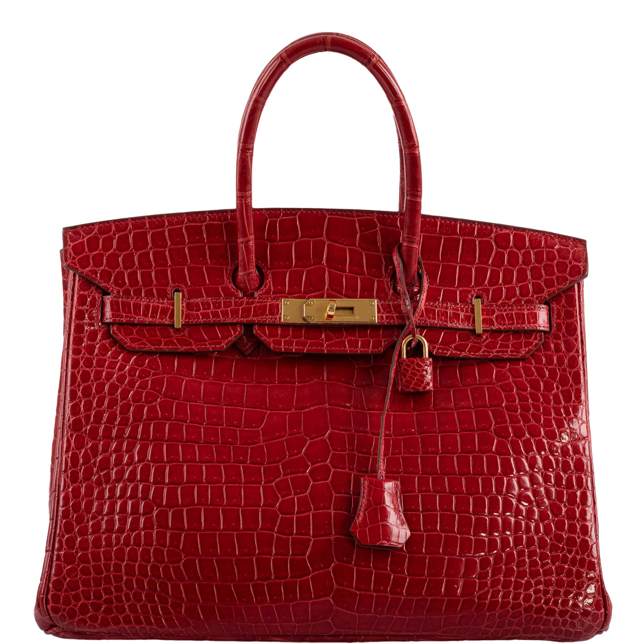 Hermes Birkin 35 Braise Porosus Crocodile with Gold Hardware -, Square O