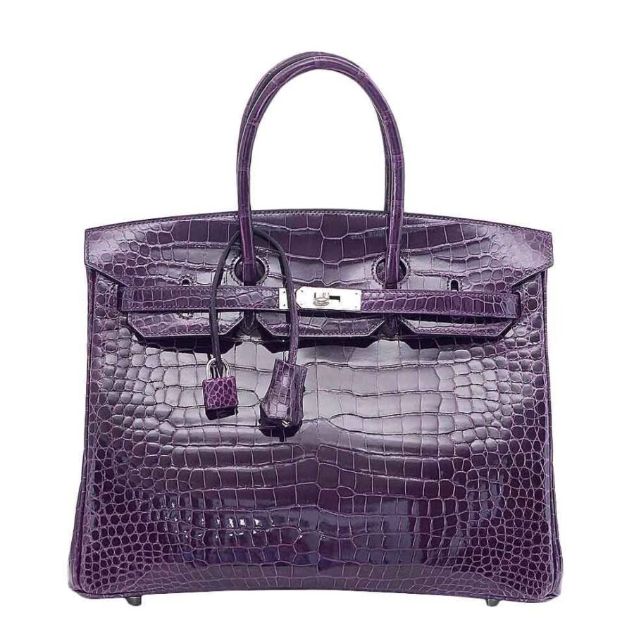 HermesBirkin 35 Crocodile Amethyst Bag | Studio Nafay