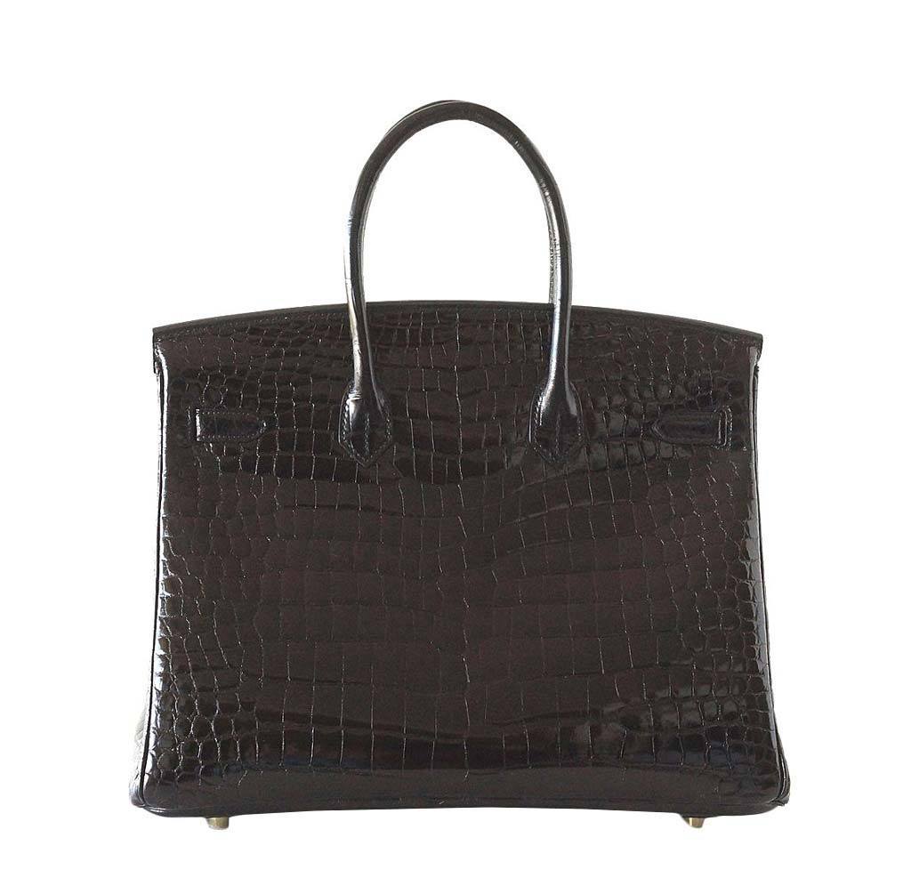 HermesBirkin 35 Crocodile Bag Black GHW