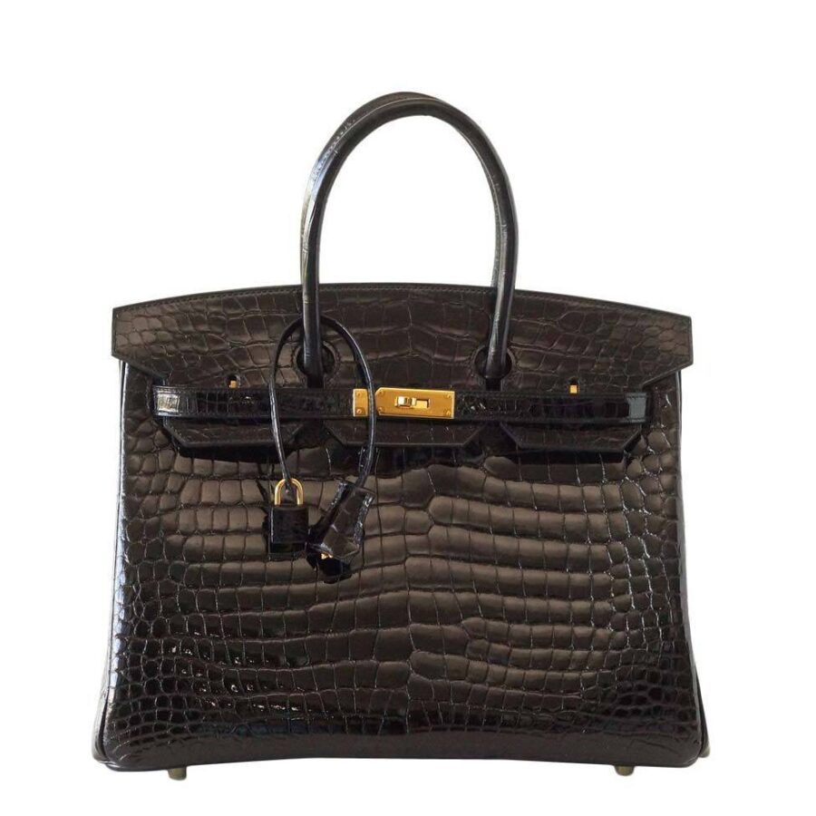 HermesBirkin 35 Crocodile Bag Black GHW | Studio Nafay