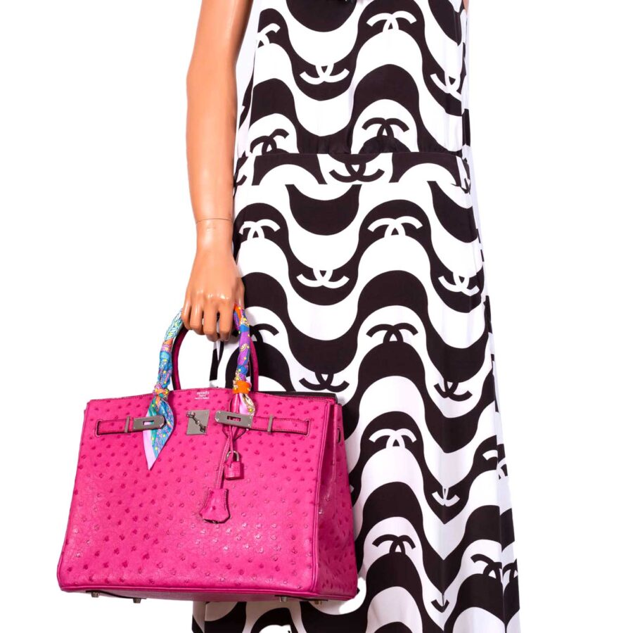 Hermes Birkin 35 Fuchsia Ostrich with Palladium Hardware -, H Square | Studio Nafay